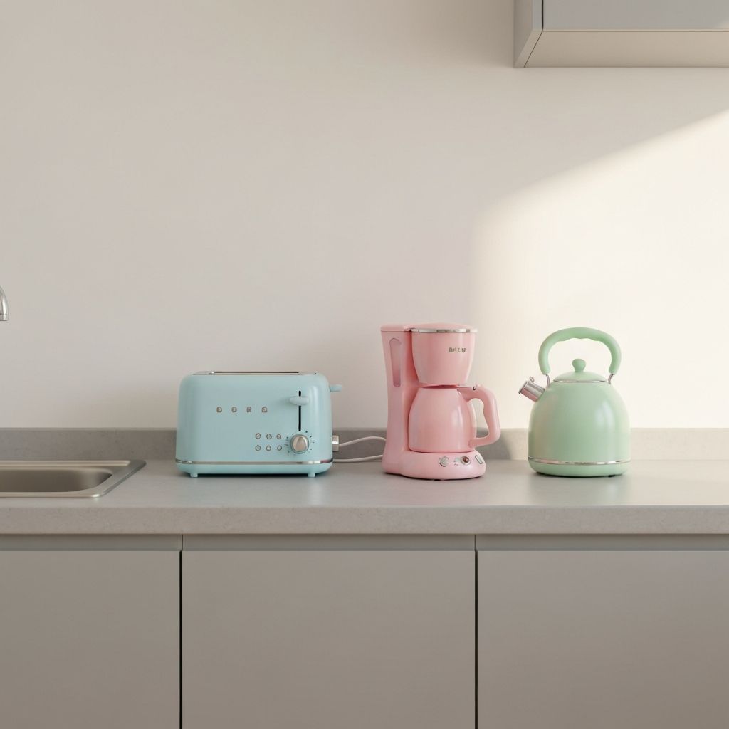 Set de electrodomésticos en tonos pastel